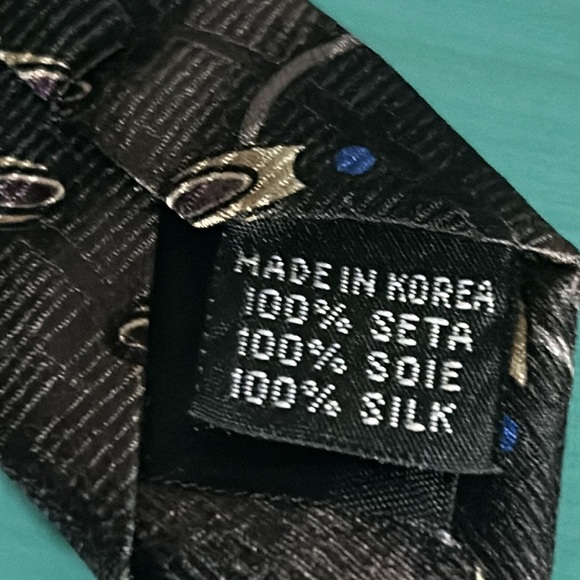 Matrix by Format Men’s Vintage Silk Necktie Black Gray Abstract Print - Picture 4 of 5